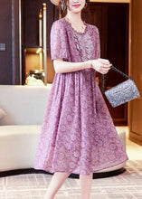 Load image into Gallery viewer, Elegant Purple Print Ruffled Patchwork Chiffon Long Dresses Summer