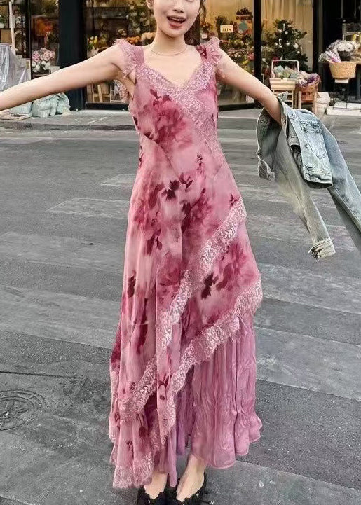 Elegant Purple Zippered Lace Patchwork Long Dresses Sleeveless