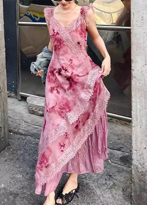 Elegant Purple Zippered Lace Patchwork Long Dresses Sleeveless