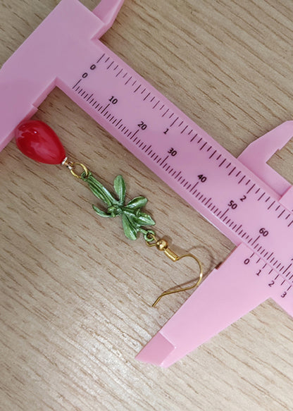 Elegant Red Droplet Shape Coral Drop Earrings