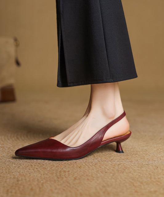 Elegant Red High Heels Splicing Faux Leather Pointed Toe