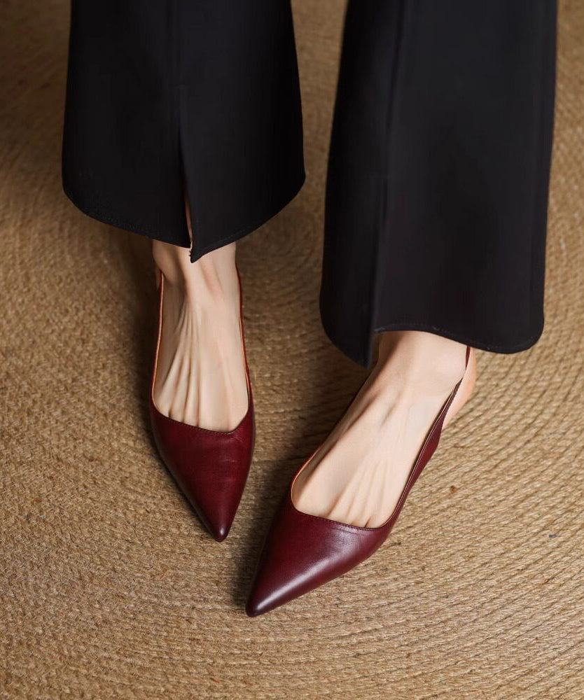 Elegant Red High Heels Splicing Faux Leather Pointed Toe
