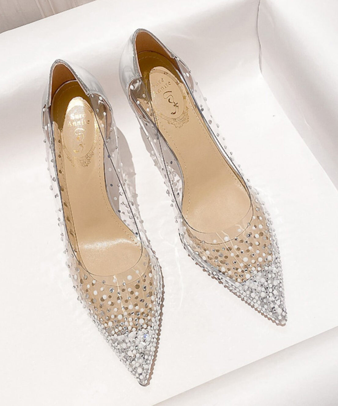 Elegant Rhinestone High Heels Pointed Toe Stiletto High Heels
