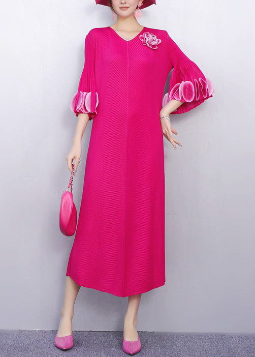 Elegant Romance Rose Dress Floral Accent Flutter Sleeves