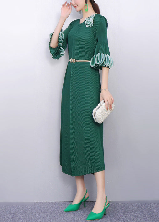 Elegant Romance Rose Dress Floral Accent Flutter Sleeves