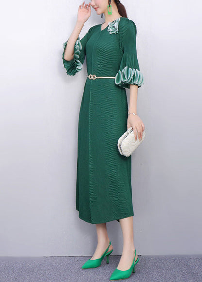 Elegant Romance Rose Dress Floral Accent Flutter Sleeves