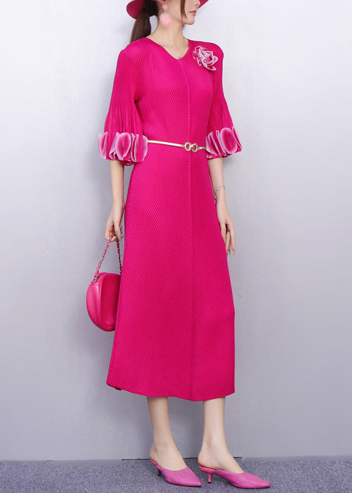 Elegant Romance Rose Dress Floral Accent Flutter Sleeves