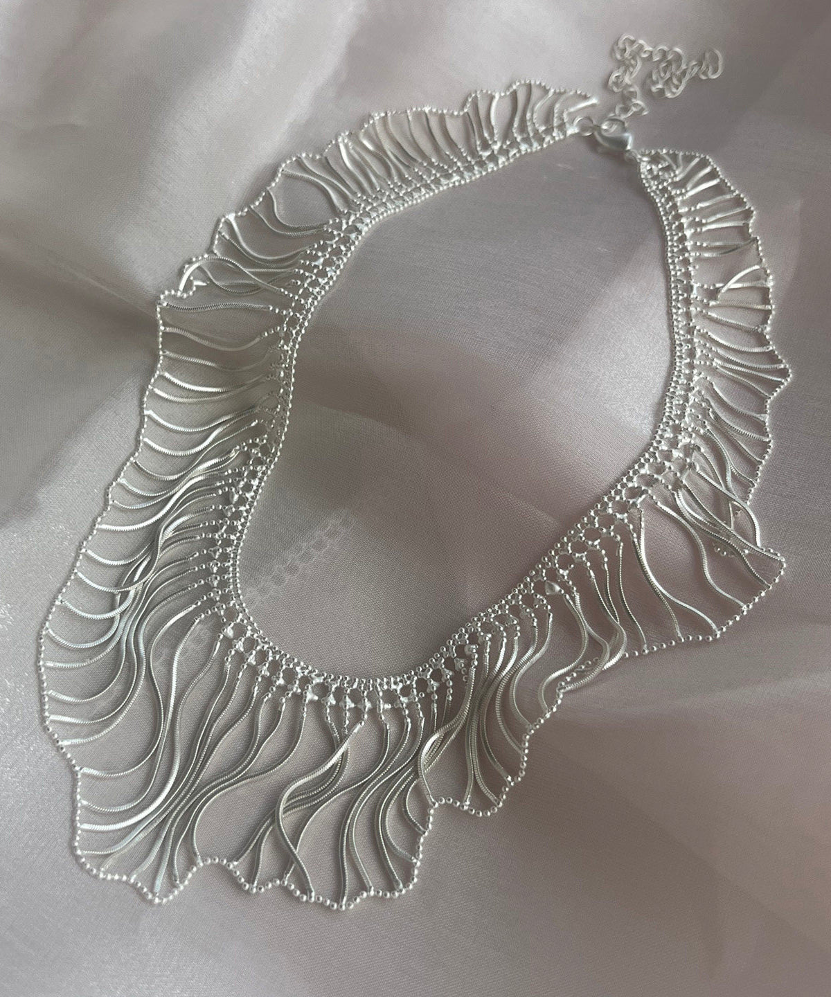 Elegant Silk Copper Silvering Waterfall Tassel Pendant Necklace