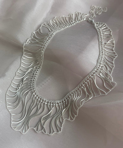 Elegant Silk Copper Silvering Waterfall Tassel Pendant Necklace