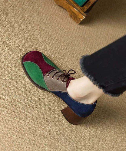 Elegant Splicing Chunky High Heels ColorblockC Faux Leather