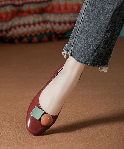Elegant Splicing Flat Shoes Light Green Cowhide Leather