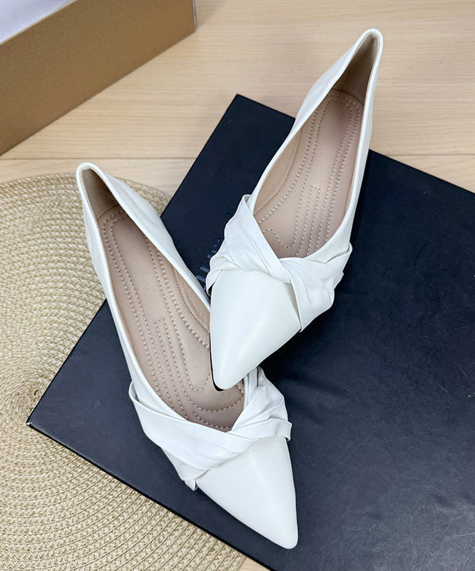 Elegant Splicing Flats Silver Faux Leather Pointed Toe
