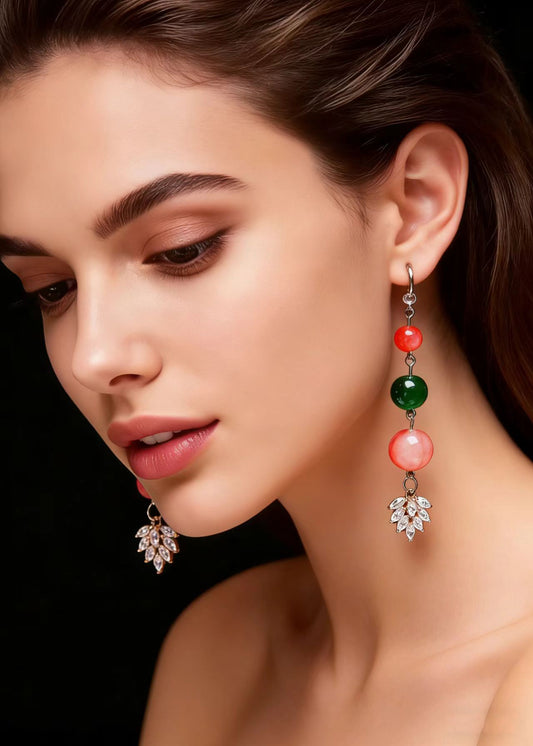 Elegant Turquoise Grape Shape Zircon Drop Earrings