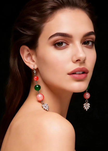 Elegant Turquoise Grape Shape Zircon Drop Earrings