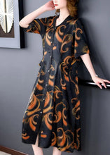 Load image into Gallery viewer, Elegant V Neck Print Button Silk Maxi Shirts Dresses Summer