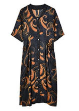 Load image into Gallery viewer, Elegant V Neck Print Button Silk Maxi Shirts Dresses Summer