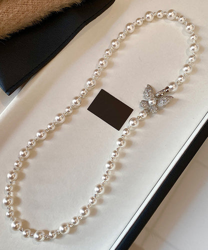 Elegant Versatile Zircon Butterfly Pearl Necklace
