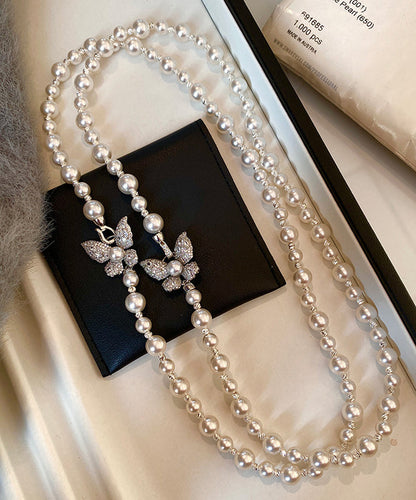 Elegant Versatile Zircon Butterfly Pearl Necklace
