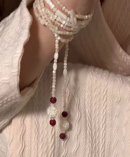 Elegant White Alloy Beading Agate Charm Bracelet