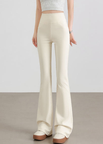 Elegant White Butt Scrunch Cotton Flare Yoga Pants Fall