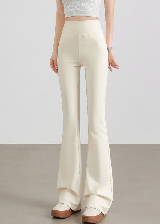 Elegant White Butt Scrunch Cotton Flare Yoga Pants Fall