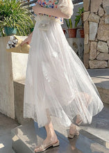 Load image into Gallery viewer, Elegant White Feathers Embroidered Elastic Waist Tulle Skirt Summer