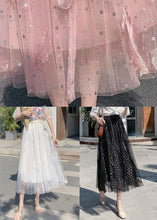 Load image into Gallery viewer, Elegant White Feathers Embroidered Elastic Waist Tulle Skirt Summer