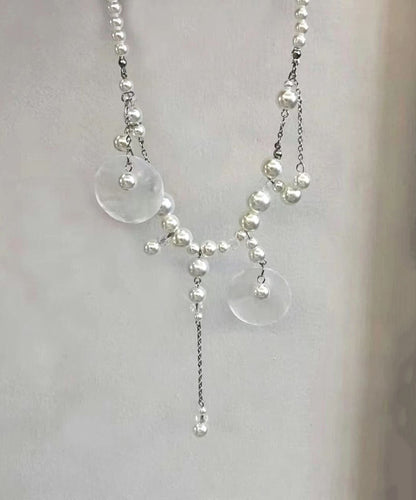 Elegant White Imitation Pearl Shell Slice Choker