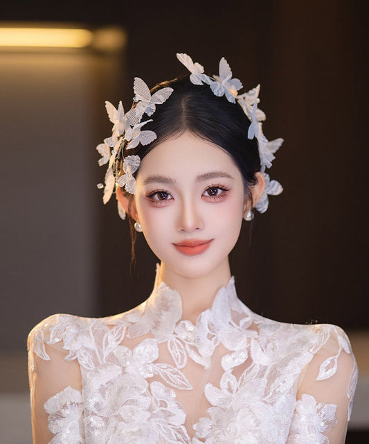 Elegant White Lace Butterfly A Pair Hairpin