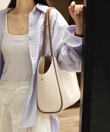 Elegant White Large Capacity Solid Durable Faux Leather Shoulder Bags