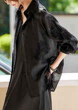 Load image into Gallery viewer, Elegant White Peter Pan Collar Embroidered Button Silk Shirts Fall