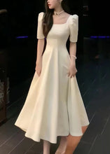 Load image into Gallery viewer, Elegant White Square Collar Solid Cotton Long Dress Summer