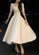 Load image into Gallery viewer, Elegant White Square Collar Solid Cotton Long Dress Summer