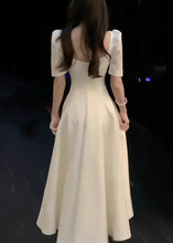 Load image into Gallery viewer, Elegant White Square Collar Solid Cotton Long Dress Summer