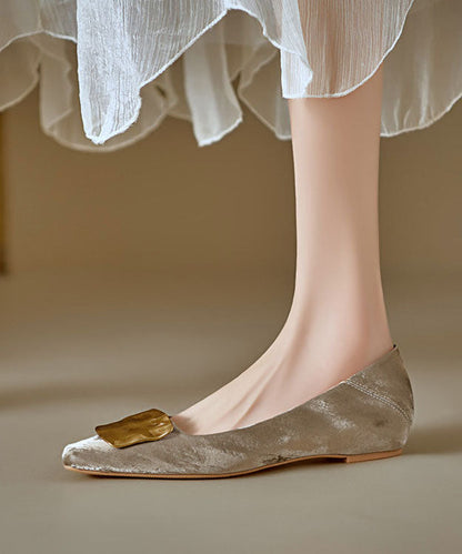 Elegant Women Khaki Flat Shoes Splicing Sequined