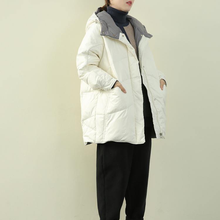 Elegant casual winter jacket overcoat hooded zippered down coat winter - SooLinen