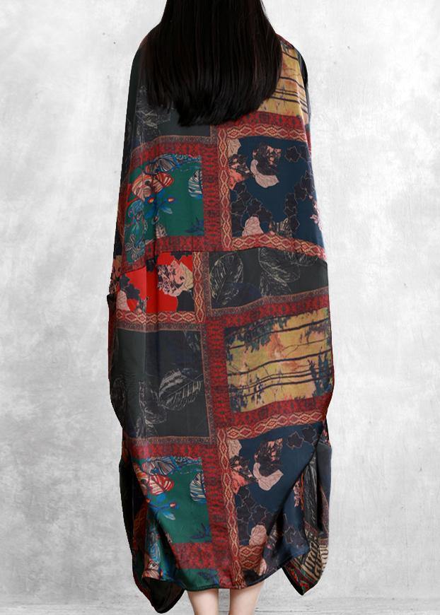 Elegant floral clothes For Women patchwork Plus Size Dresses - SooLinen