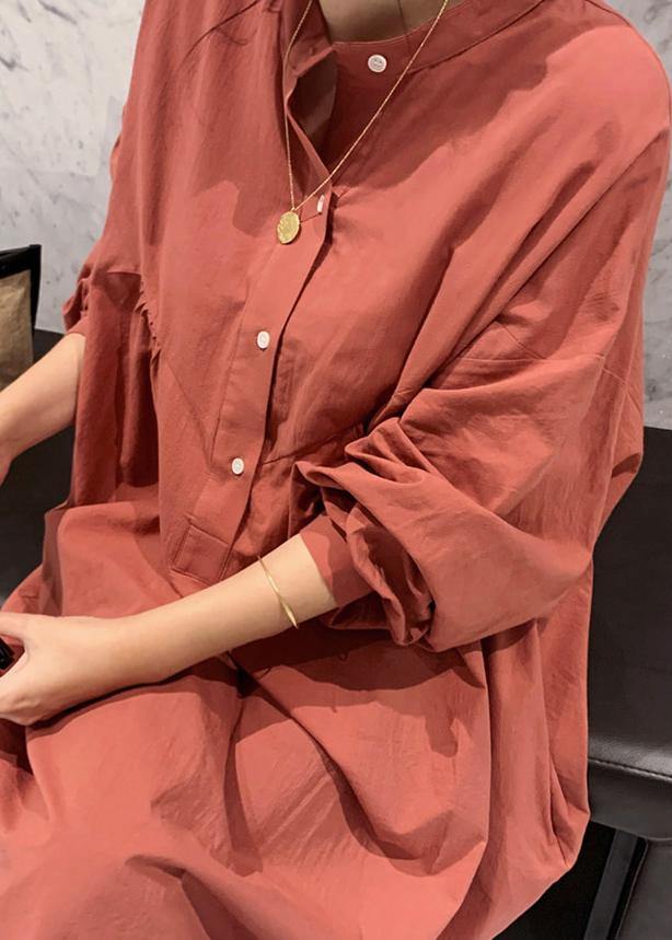 Elegant lantern sleeve cotton dresses Inspiration brown Maxi Dresses - SooLinen