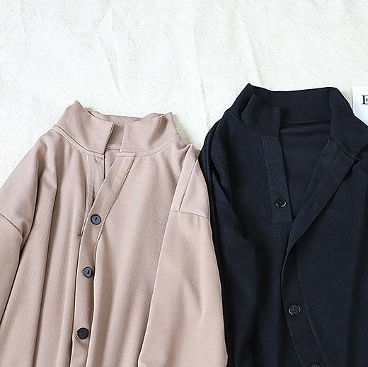 Elegant lapel asymmetric Cotton Wardrobes Sleeve khaki Dress - SooLinen