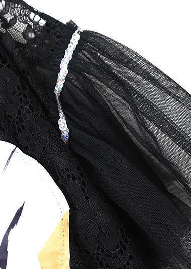 Elegant off the shoulder tunic dress Tunic Tops black Dresses summer - SooLinen