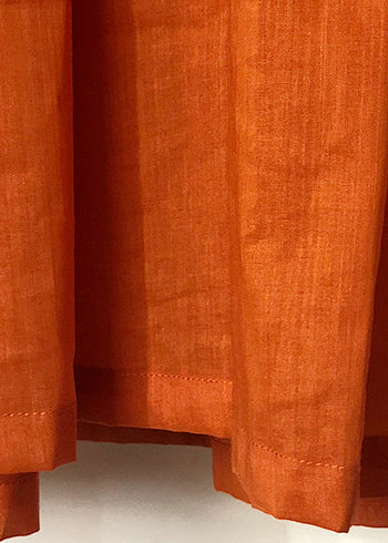 Elegant orange cotton linen Robes Vintage Inspiration v neck embroidery Robe Summer Dresses