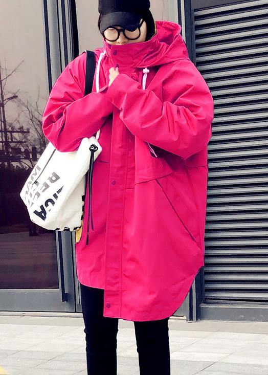 Elegant oversize snow jackets overcoat rose hooded zippered down jacket woman - SooLinen