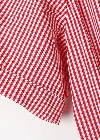 Elegant patchwork tulle cotton quilting clothes Tunic Tops pink plaid Maxi Dresses summer - SooLinen