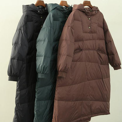 Elegant plus size clothing down dress winter black hooded warm casual women dresses - SooLinen