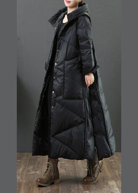 Elegant plus size clothing womens parka Jackets black hooded Button Down down jacket woman - SooLinen