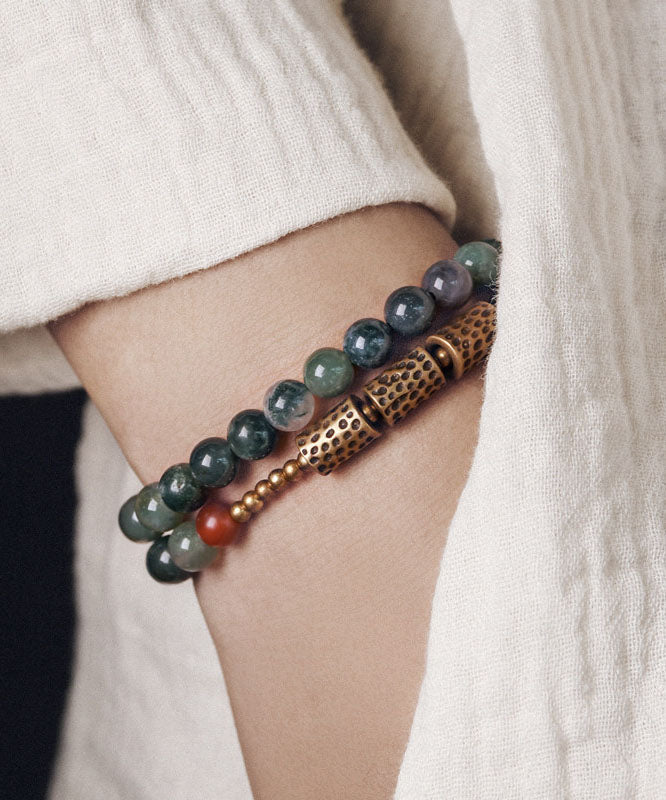 Ethnic Style Jade Bead Double Loop Bracelet
