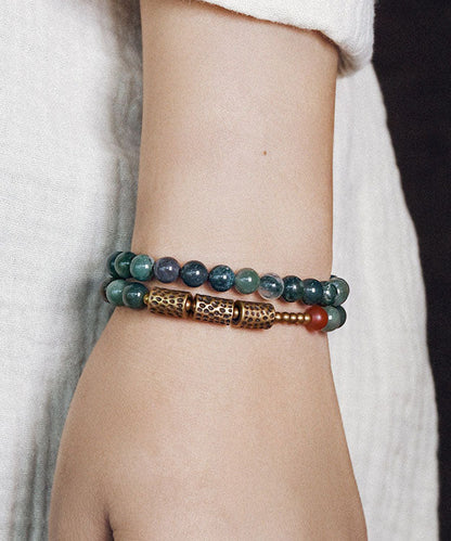 Ethnic Style Jade Bead Double Loop Bracelet