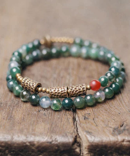 Ethnic Style Jade Bead Double Loop Bracelet
