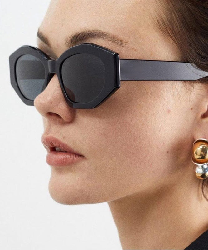European And American Black Irregular Polygonal Punk Sunglasses