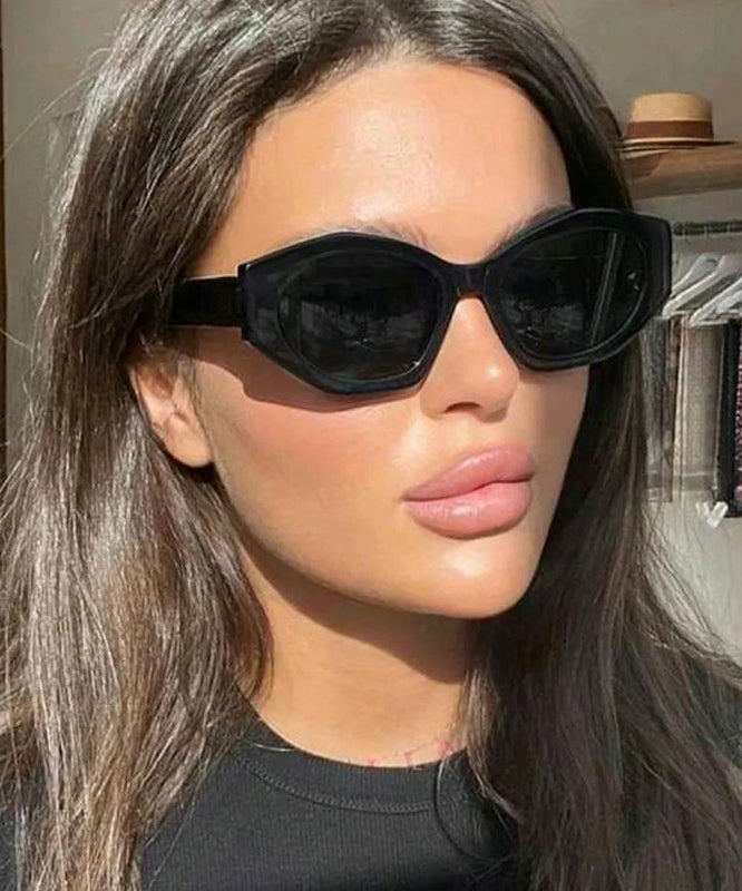 European And American Black Irregular Polygonal Punk Sunglasses